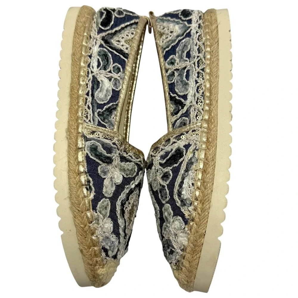 Patrizia Spring Step Jute Sequin Espadrilles Slip On Shoes Womens Sz 38/7.5-8